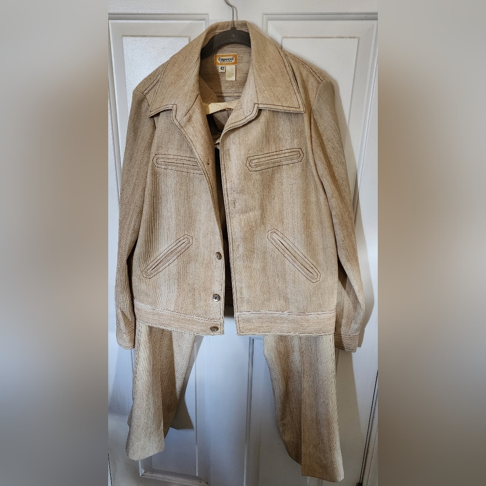 RARE Capucci Sportswear Vtg Italy G-Man Style Men's 2PC Leisure Suit Sz 42 Retro